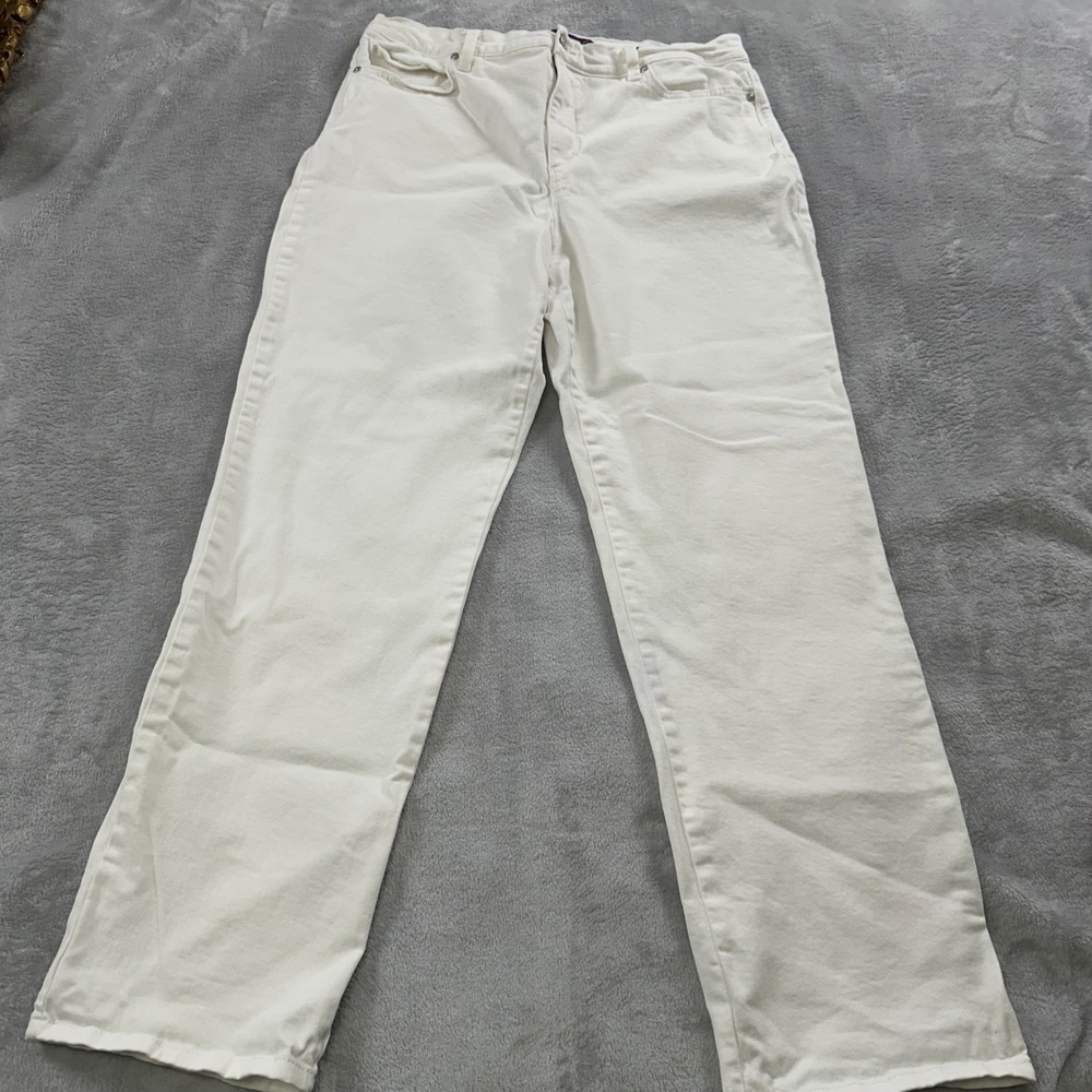 Gloria Vanderbilt Amanda Jeans Women 16 White High Rise Straight Leg Stretch